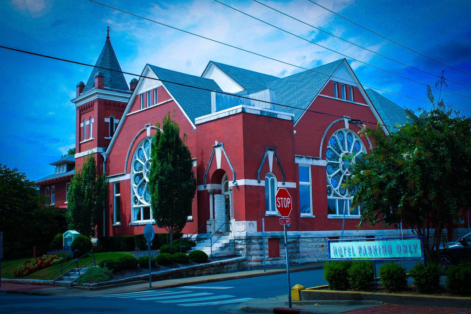 The Russell hotel in Nashville, a red brick former church